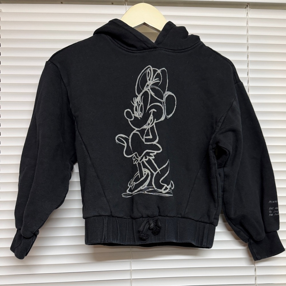 Minnie Mouse Zara x Disney Hoody Sweatshirt Girls Black Warm Thick Cozy Hoodie